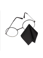 Black and grey lens cloths spread out